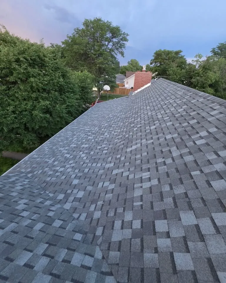 Slate-gray shingle roof with a clean ridge line